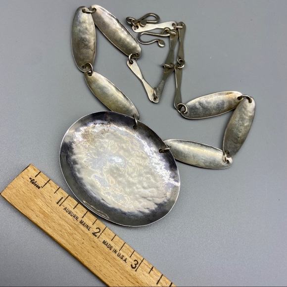 Vintage Sterling Silver & Bruneau Jasper Medallion Necklace - Picture 10 of 16